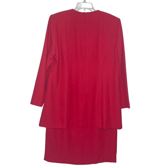 Studio I Vintage Women's 14W Jacket Dress Red / Red Embroidered, Beads - Picture 3 of 14